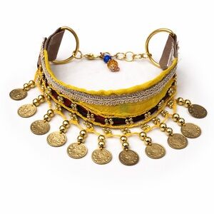 Artisan Shimmy Quiver Gold Coin Choker Necklace Desert Goddess Style OOAK Signed